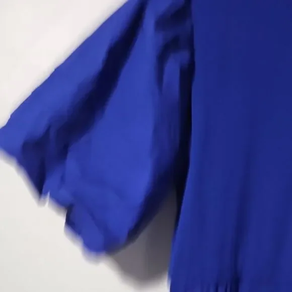 Chico's Royal Blue Tiered Short Sleeve Sleeve Dress - Picture 4 of 8